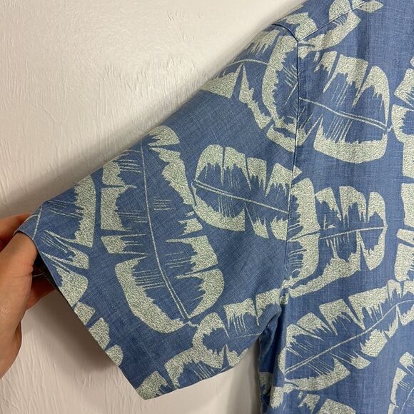 ❤️Last Chance Nat Nast Linen Short Sleeve Feather Print Hawaiian Shirt Size M - Picture 2 of 9